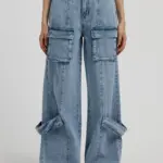 Mid-waist Wide Leg Jeans With Pockets